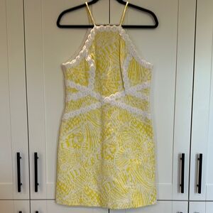 Lilly Pulitzer White and Yellow Halter Sundress Mini